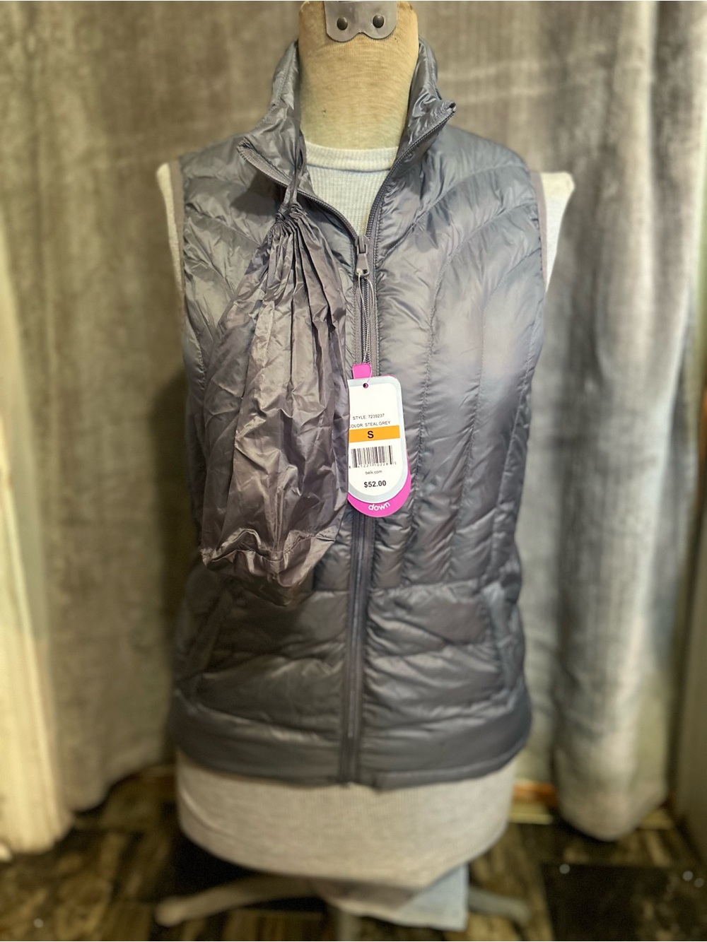 be inspired Steel Gray Packable Quilted Vest